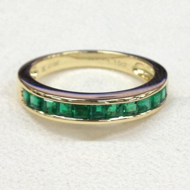 Channel-Set Princess Emerald Half Eternity May Birthstone Band - Lord of Gem Rings