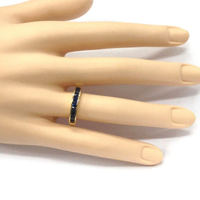 Channel-Set Princess Sapphire Half Eternity September Birthstone Band in 18K Yellow Gold - Lord of Gem Rings