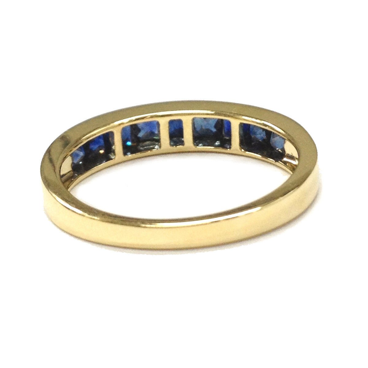 Channel-Set Princess Sapphire Half Eternity September Birthstone Band in 18K Yellow Gold - Lord of Gem Rings