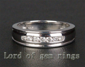 Channel Set Seven-Stone Diamond Wedding Band 14K White Gold - Lord of Gem Rings