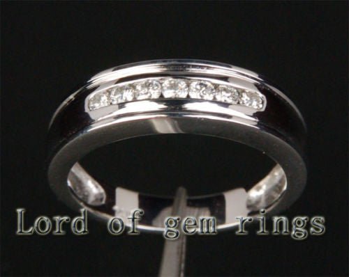 Channel Set Seven-Stone Diamond Wedding Band 14K White Gold - Lord of Gem Rings
