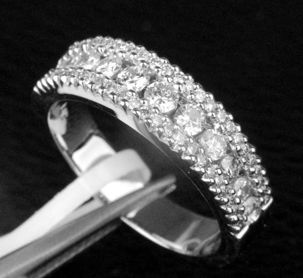 Channel Set Triple Row Diamond Wedding Band Half Eternity - Lord of Gem Rings