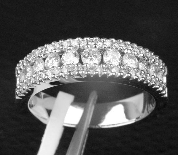 Channel Set Triple Row Diamond Wedding Band Half Eternity - Lord of Gem Rings