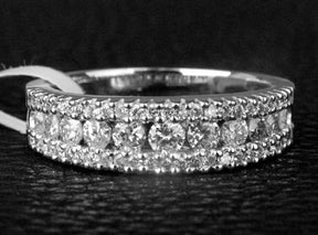 Channel Set Triple Row Diamond Wedding Band Half Eternity - Lord of Gem Rings