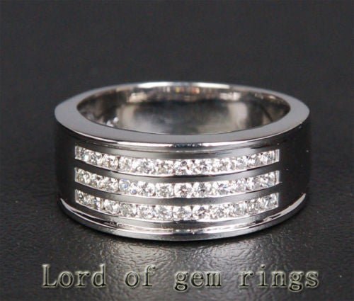 Channel Set Triple Row Diamond Wedding Band Men Ring (.65ctw)