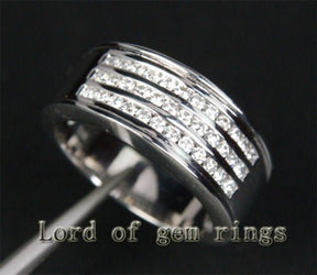 Channel Set Triple Row Diamond Wedding Band Men Ring (.65ctw) - Lord of Gem Rings