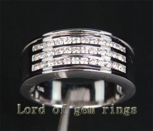 Channel Set Triple Row Diamond Wedding Band Men Ring (.65ctw) - Lord of Gem Rings