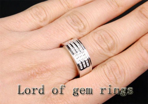 Channel Set Triple Row Diamond Wedding Band Men Ring (.65ctw) - Lord of Gem Rings