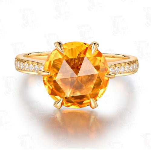 Citrine Diamond Engagement Ring 18k Yellow Gold