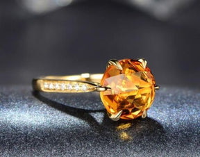 Citrine Diamond Engagement Ring 18k Yellow Gold - Lord of Gem Rings