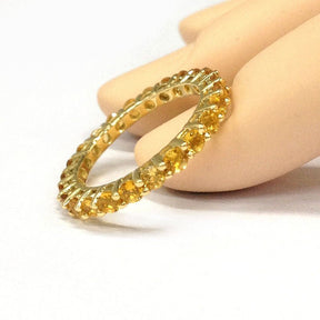 Citrine Wedding Band Eternity Anniversary Ring 14K Rose Gold - Lord of Gem Rings