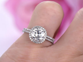 Classic Round Moissanite Bridal Set Full Enternity Diamond Accents - Lord of Gem Rings