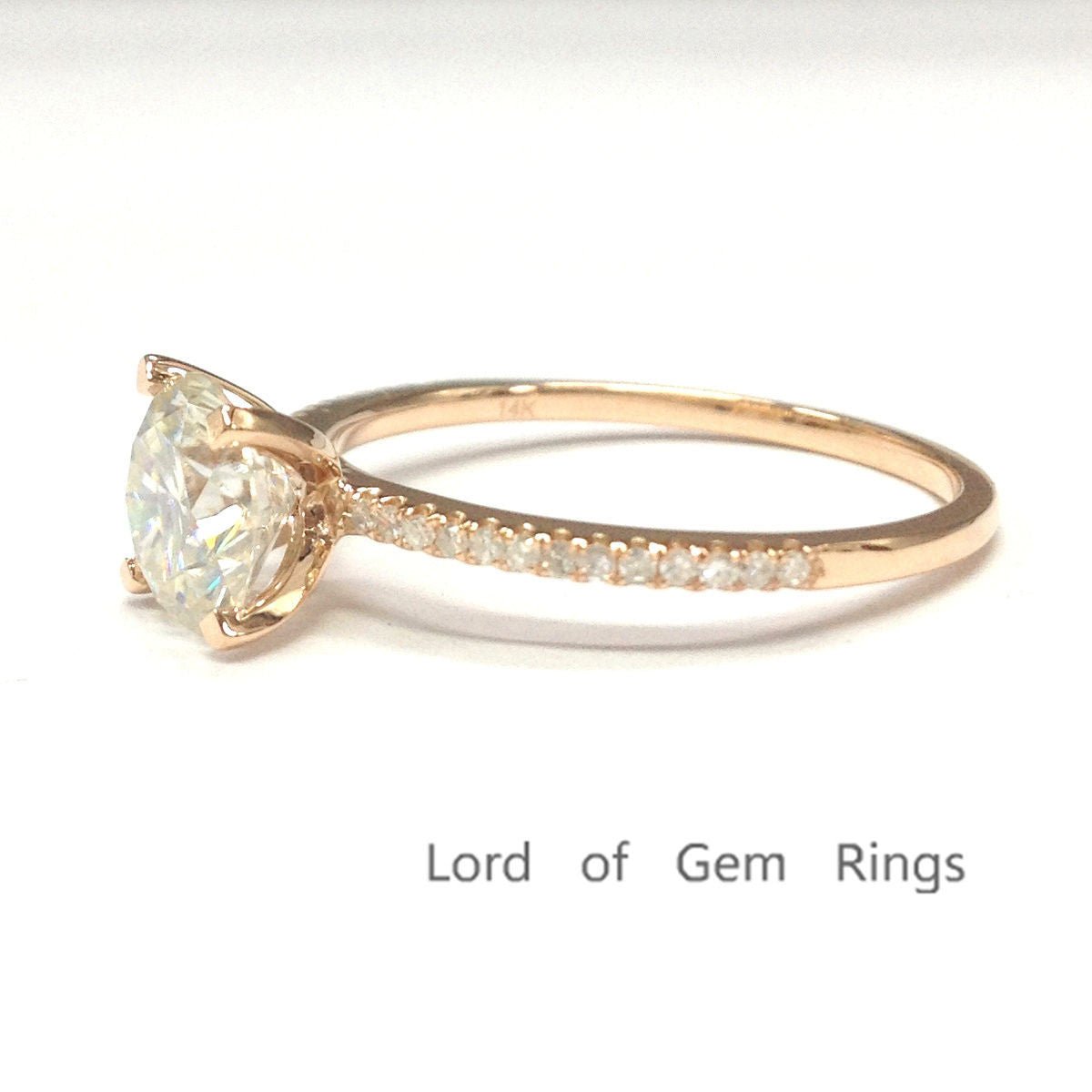 Classic Round Moissanite Diamond Engagement Ring - Lord of Gem Rings