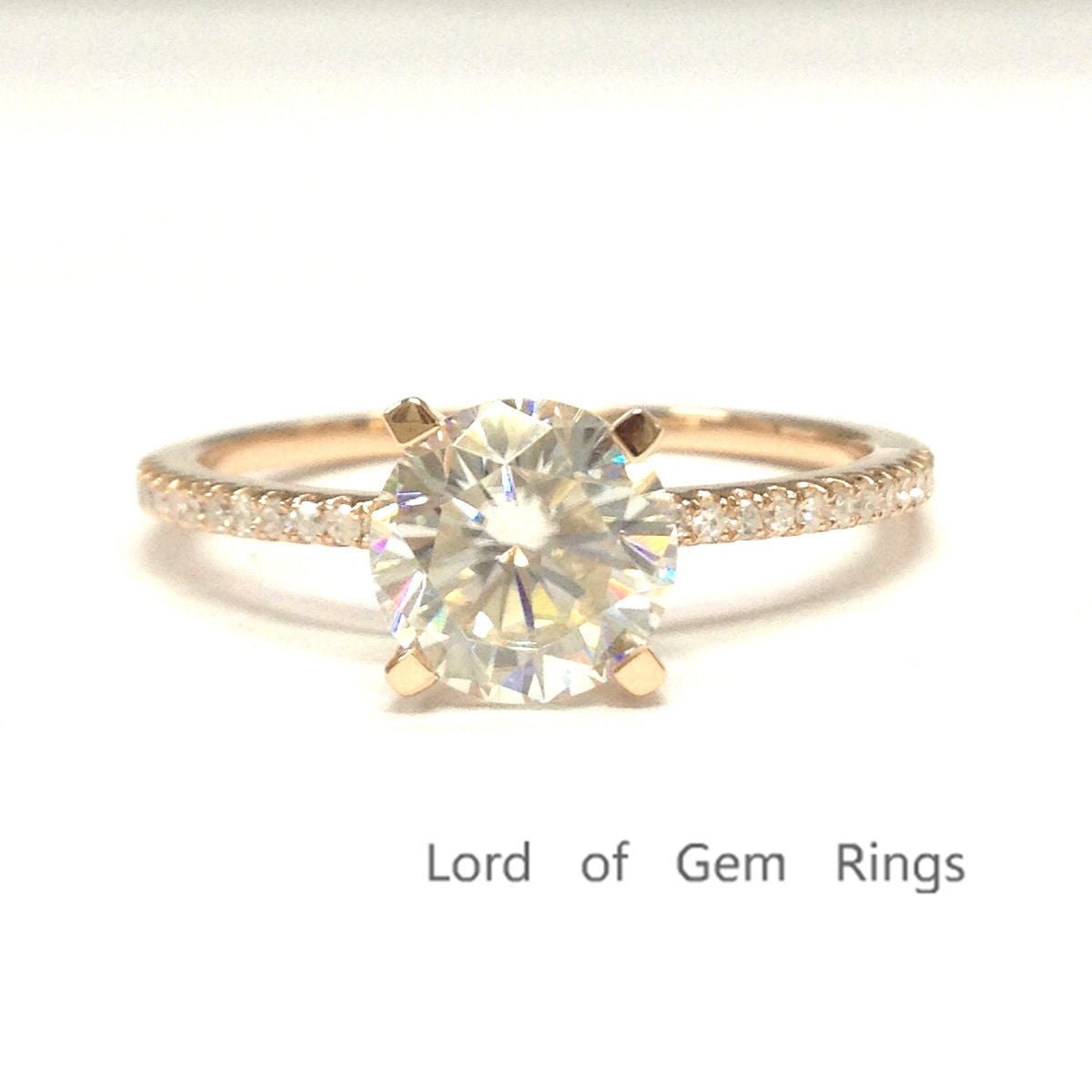 Classic Round Moissanite Diamond Engagement Ring - Lord of Gem Rings