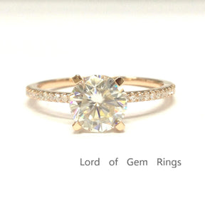 Classic Round Moissanite Diamond Engagement Ring - Lord of Gem Rings