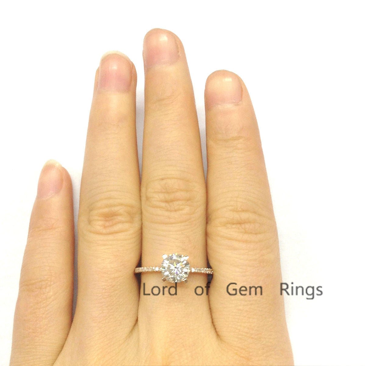 Classic Round Moissanite Diamond Engagement Ring - Lord of Gem Rings