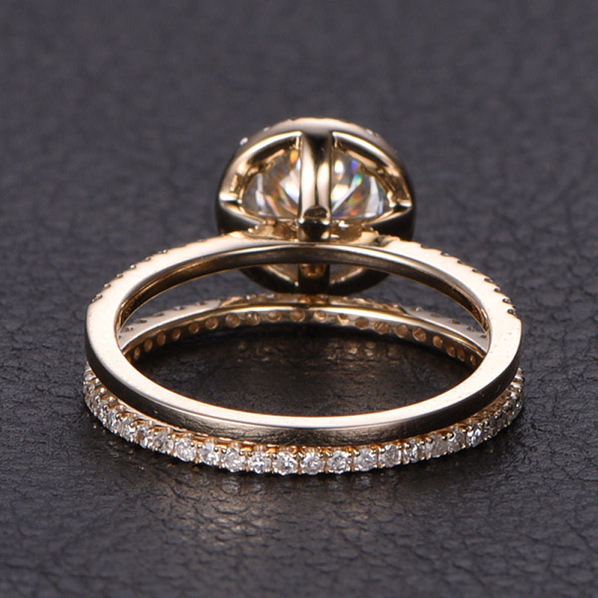 Classic Round Moissanite Eternity Diamond Wedding Ring Set - Lord of Gem Rings