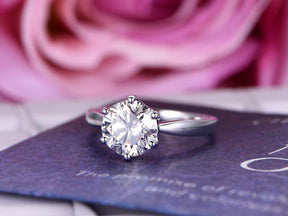 Classic Solitaire Round Moissanite Engagement Ring in 18K Gold - Lord of Gem Rings