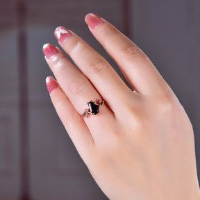 Coffin Cut Black Onyx Engagement Ring 14K Gold - Lord of Gem Rings