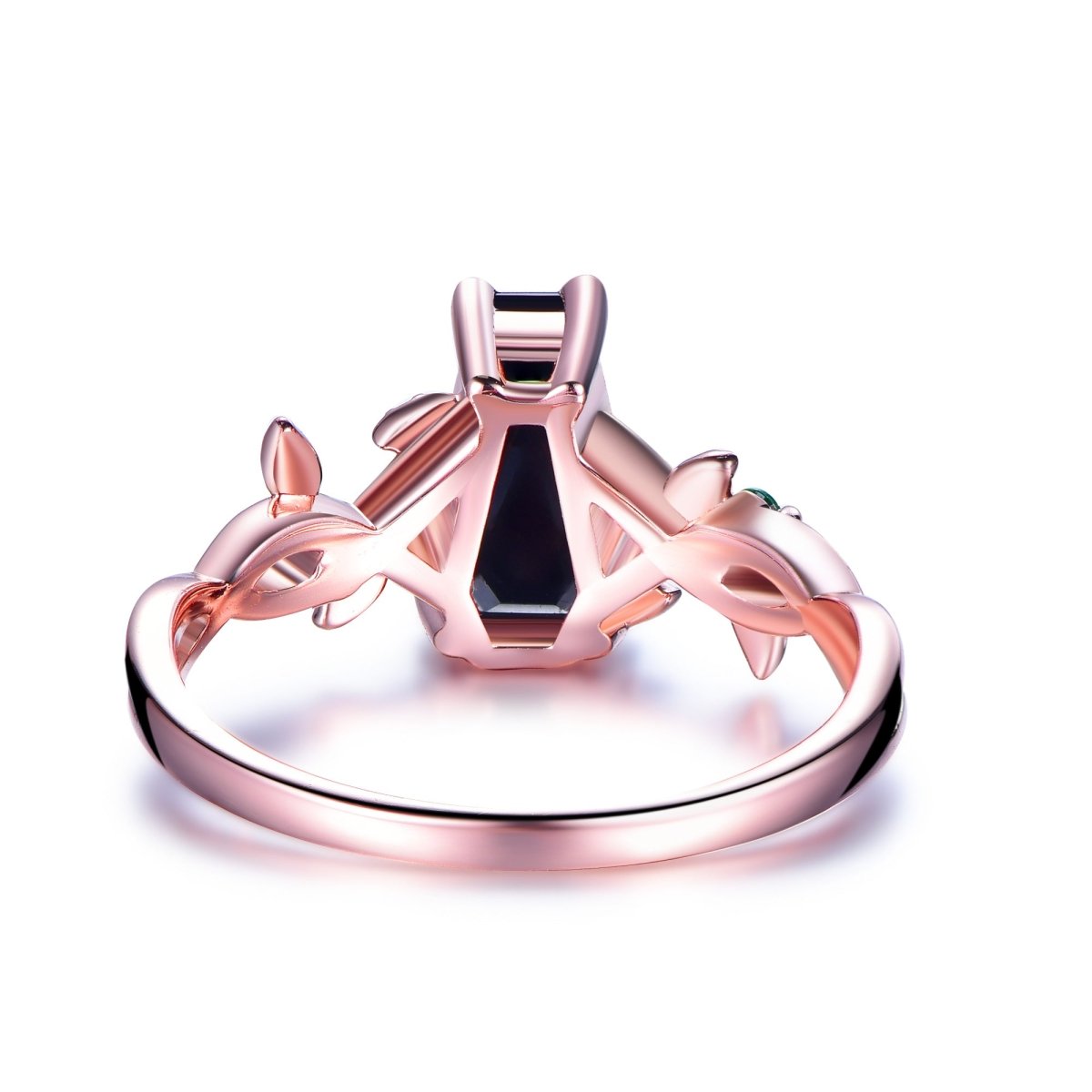 Coffin Cut Black Onyx Engagement Ring 14K Gold - Lord of Gem Rings