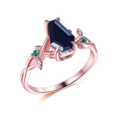 Coffin Cut Black Onyx Engagement Ring 14K Gold - Lord of Gem Rings