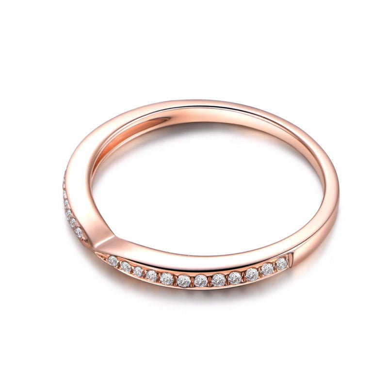 Contemporary Tapered Diamond Half Eternity Wedding Band 18K Rose Gold - Lord of Gem Rings