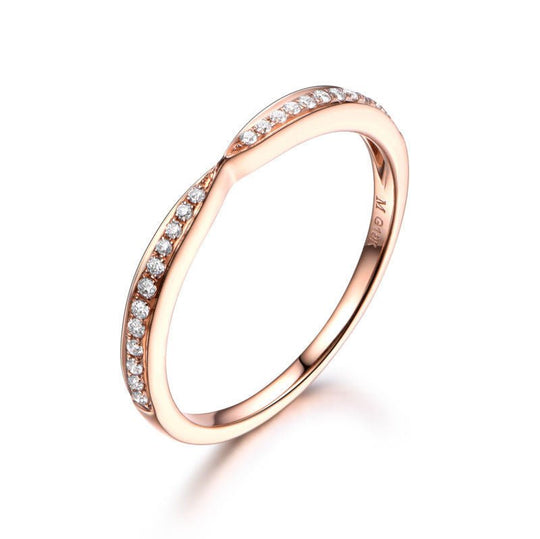 Contemporary Tapered Diamond Half Eternity Wedding Band 18K Rose Gold