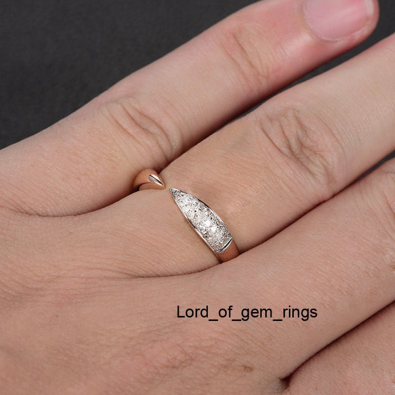 Contemporary Tapered Diamond Open Ring 14K Rose Gold - Lord of Gem Rings