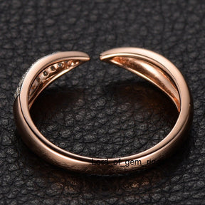 Contemporary Tapered Diamond Open Ring 14K Rose Gold - Lord of Gem Rings