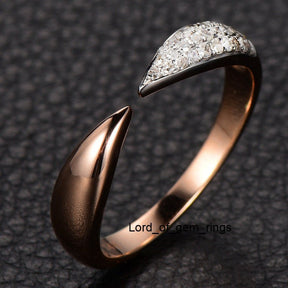 Contemporary Tapered Diamond Open Ring 14K Rose Gold - Lord of Gem Rings