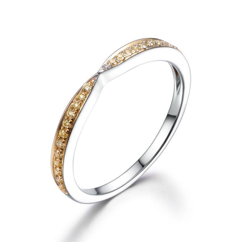 Contemporary Tapered Yellow Diamond Half Eternity Wedding Band - Lord of Gem Rings