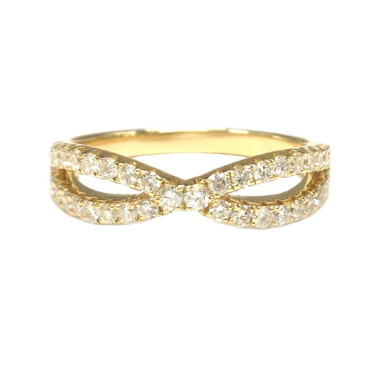 Crossover Full Cut Diamond Wedding Band 14K Yellow Gold