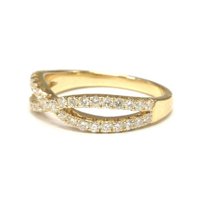 Crossover Full Cut Diamond Wedding Band 14K Yellow Gold - Lord of Gem Rings