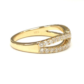 Crossover Full Cut Diamond Wedding Band 14K Yellow Gold - Lord of Gem Rings