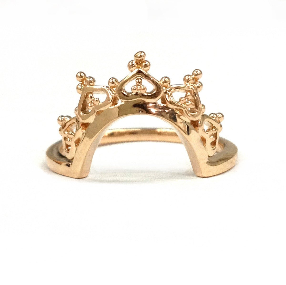 Crown Tiara Wedding Band Anniversary Ring 14K Rose Gold - Lord of Gem Rings