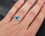 Cushion Aquamarine Hidden Halo with Diamond Accents 14K White Gold - Lord of Gem Rings