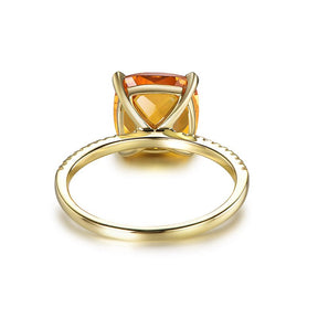 Cushion Citrine Diamond Engagement Ring 14K Gold - Lord of Gem Rings