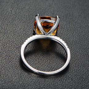 Cushion Citrine Diamond Engagement Ring 14K Gold - Lord of Gem Rings