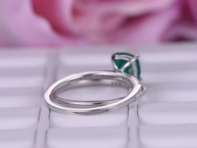 Cushion Emerald & Diamond Bridal Set 14K White Gold - Lord of Gem Rings