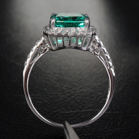 Cushion Emerald Diamond Halo Engagement Ring - Lord of Gem Rings