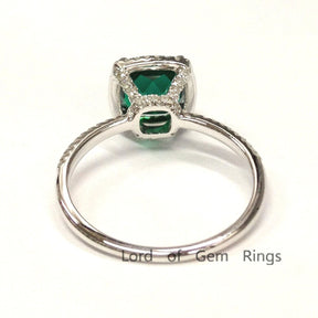 Cushion Emerald Diamond Halo Hidden Accents Ring - Lord of Gem Rings