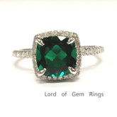 Cushion Emerald Diamond Halo Hidden Accents Ring - Lord of Gem Rings