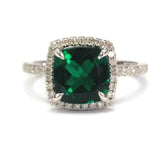 Cushion Emerald Diamond Hidden Accents Eternity Ring - Lord of Gem Rings