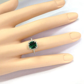 Cushion Emerald Diamond Hidden Accents Eternity Ring - Lord of Gem Rings