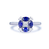 Cushion Halo Marquise Lab Blue Sapphire Round Moissanite ring Plain Band - Lord of Gem Rings