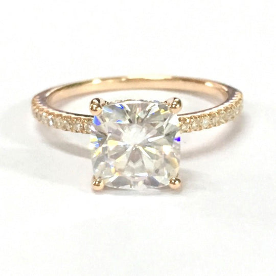 Cushion Moissanite Diamond Hidden Halo