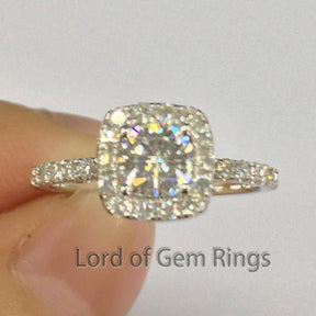 Cushion Moissanite With Accents Halo - Lord of Gem Rings