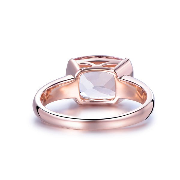 Cushion Morganite Engagement East West Solitaire Ring - Lord of Gem Rings