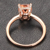 Cushion Morganite Engagement Ring Diamond Hidden Halo 14K Rose Gold - Lord of Gem Rings
