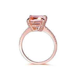 Cushion Morganite Engagement Ring Hidden Diamond Halo - Lord of Gem Rings